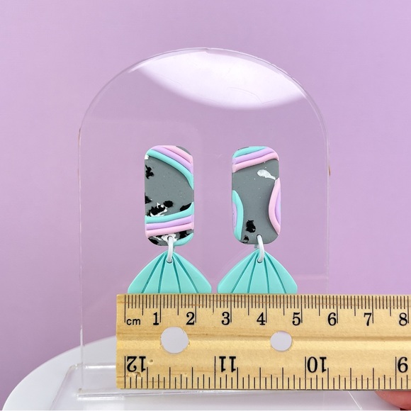 Pastel Abstract Rainbow Design Handmade Polymer Clay Earrings Lightweigh… - Picture 9 of 10